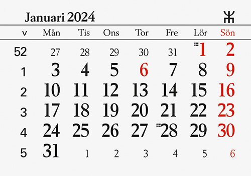 Kalender 2024 Månadsblock 105x74 mm FSC