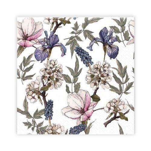 Kaffeservett 20p Blommor pastell
