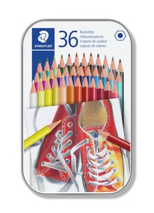 STAEDTLER färgpennor i metallask, 36 assorterade färger