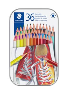 STAEDTLER färgpennor i metallask, 36 assorterade färger