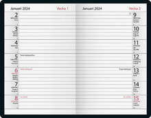 Kalender 2024 Notes Svart Konstskinn FSC